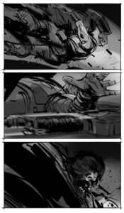 Action scenes in a graphic novel style.