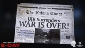 Newspaper headline: UIR surrenders, war is over.